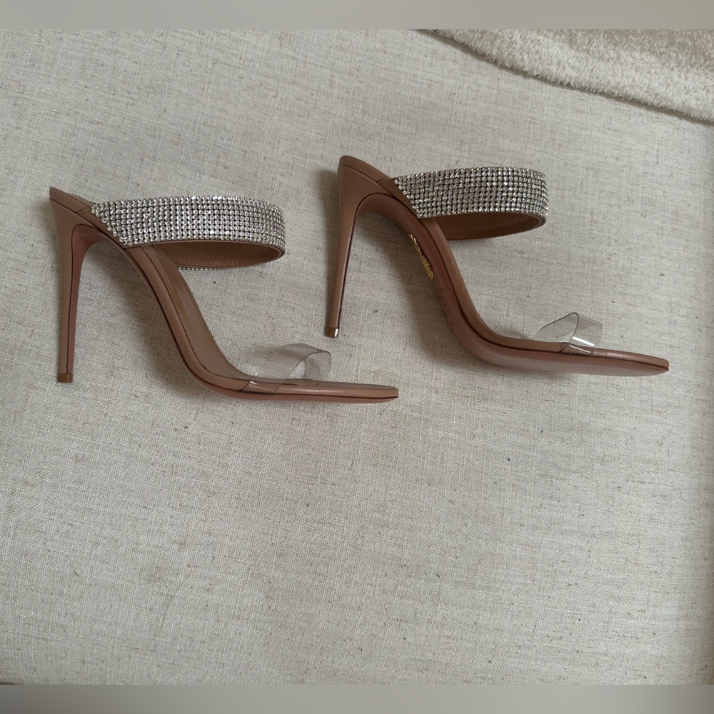 NEW Aquazzura Nude PVC & Crystal High Heel Sandals 39.5 (8.5-9.5), $1190 Retail - Picture 10 of 14